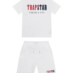 Trapstar Chenille Decoded Short Set – White/red