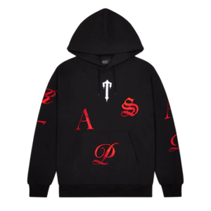 Trapstar Script Hoodie Black Red